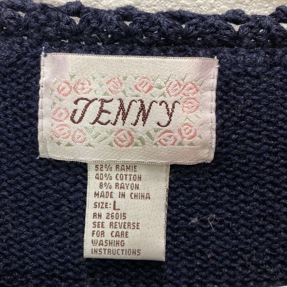 Vintage Jenny‎ embroidered sweater navy floral beaded - Picture 3 of 9